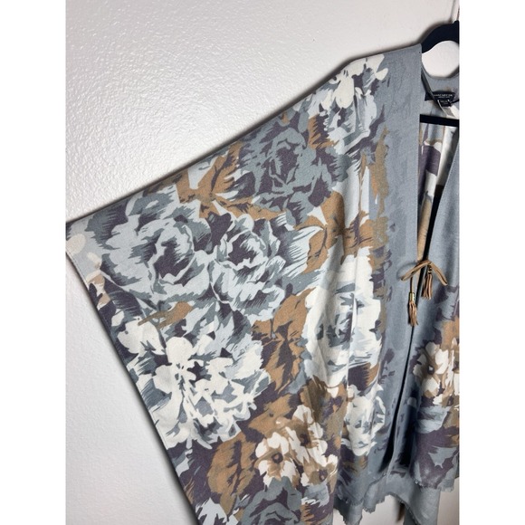 Marc New York Women's Cape Shawl Kimono Floral Ties Blue Purple OS - Picture 4 of 7
